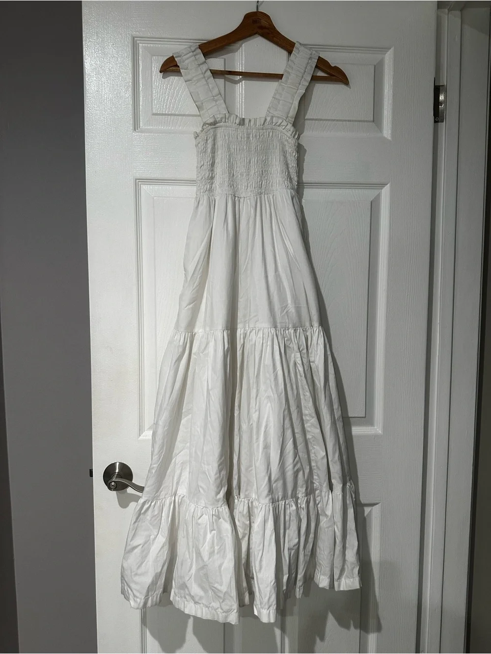 Abercrombie & Fitch White Smocked Maxi Dress with Ruffle Straps